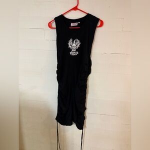 Stranger Things Skull Graphic Ruched Dress Size Large Black